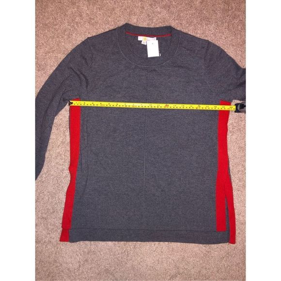 BodenโWool/Cotton Blend Gray Red Stripe Sweater, Size Medium - Picture 11 of 12